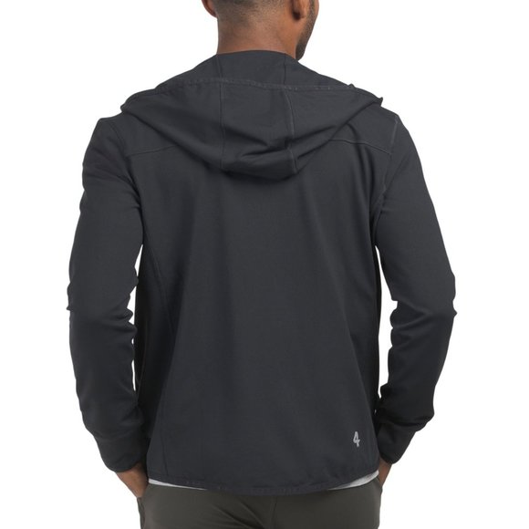 FOURLAPS XL Full Zip Hooded Jacket Black Front Pockets Thumbhole Cuffs Lightweig - Picture 2 of 2